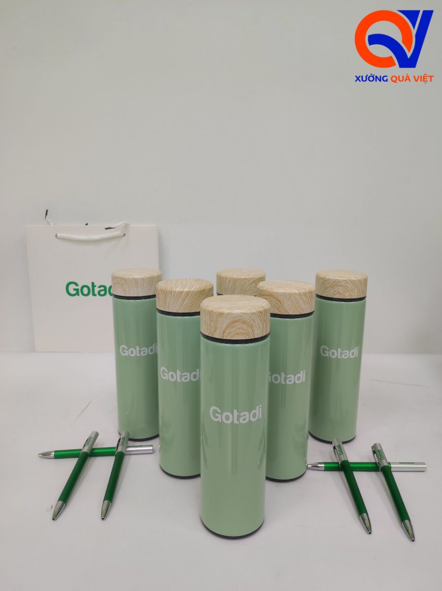 Set quà tặng 20/10 bình giữ nhiệt kèm bút in logo
