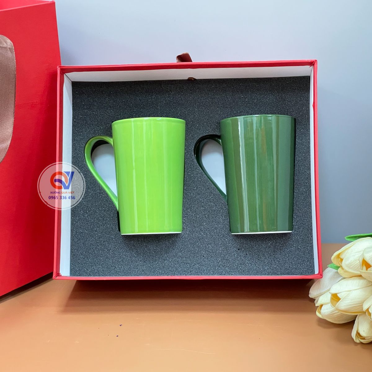 SET 2 LY SỨ TRỤ PHỐI MÀU NGẪU NHIÊN IN LOGO THEO YÊU CẦU