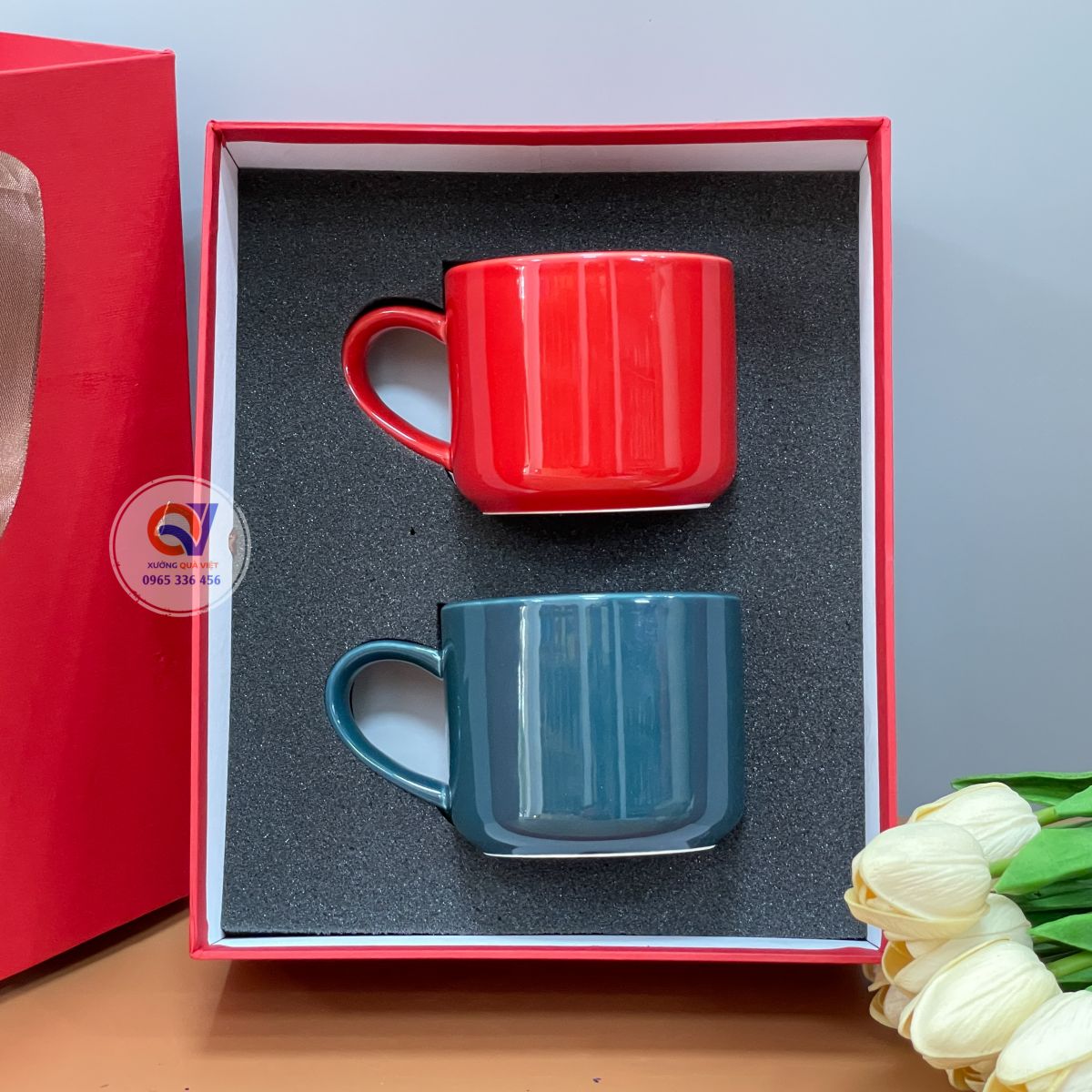 Set quà tặng Ca sứ quai C in logo theo yêu cầu - quà tặng phật giáo