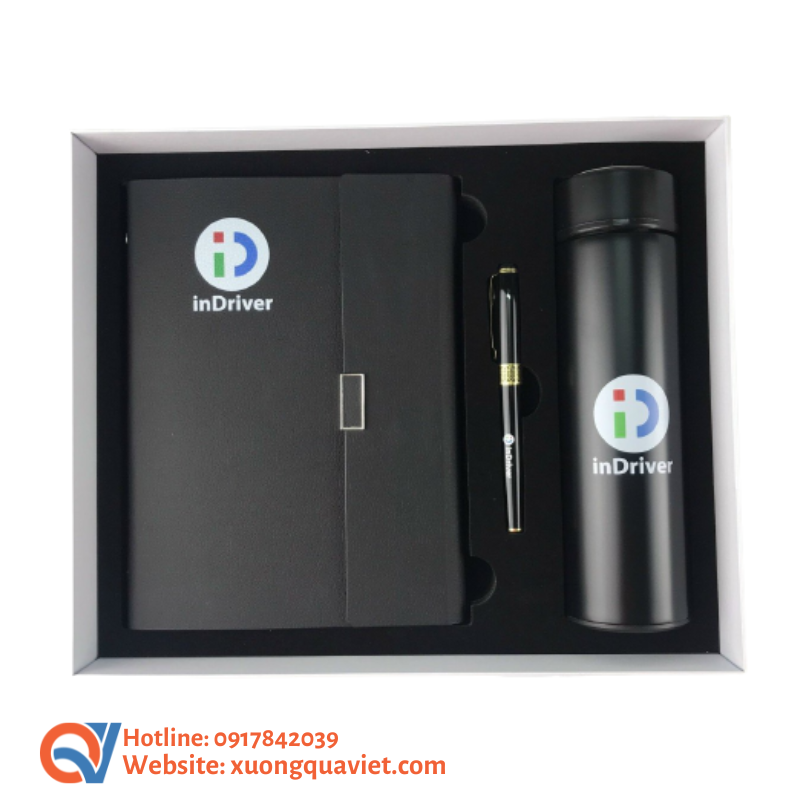 Bộ Quà Tặng Giftset doanh nghiệp MS02 - sổ tay, bút, bình nước giữ nhiệt