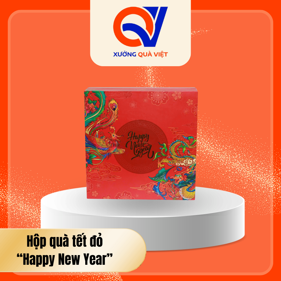 Hộp quà Tết đỏ Long Phụng - Happy New Year