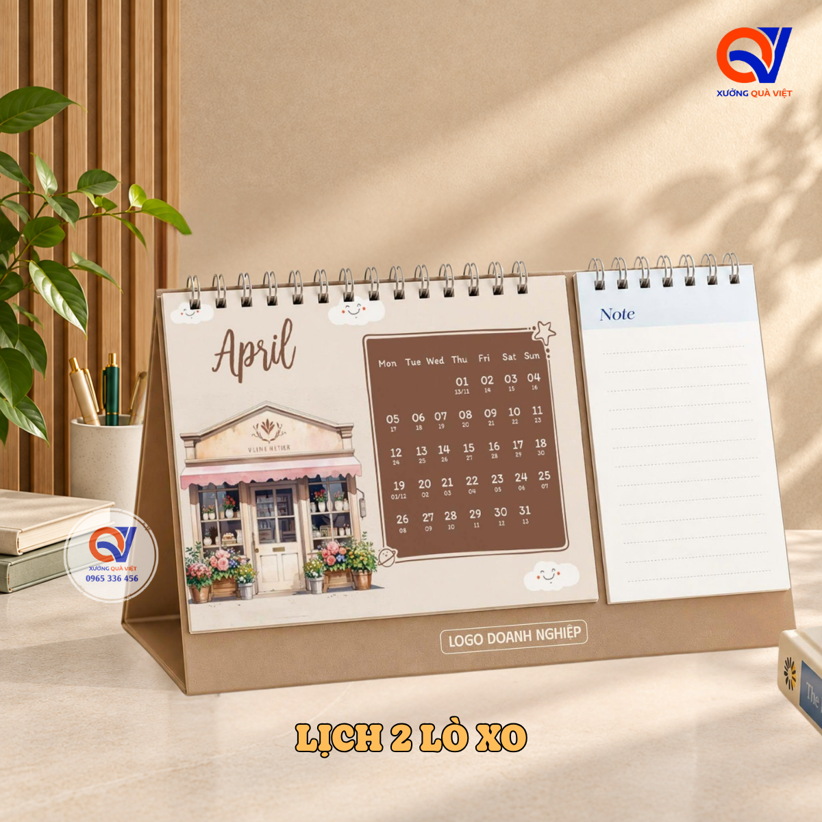 Lịch Để Bàn 2 Lò Xò – Lịch Giấy In Thương Hiệu