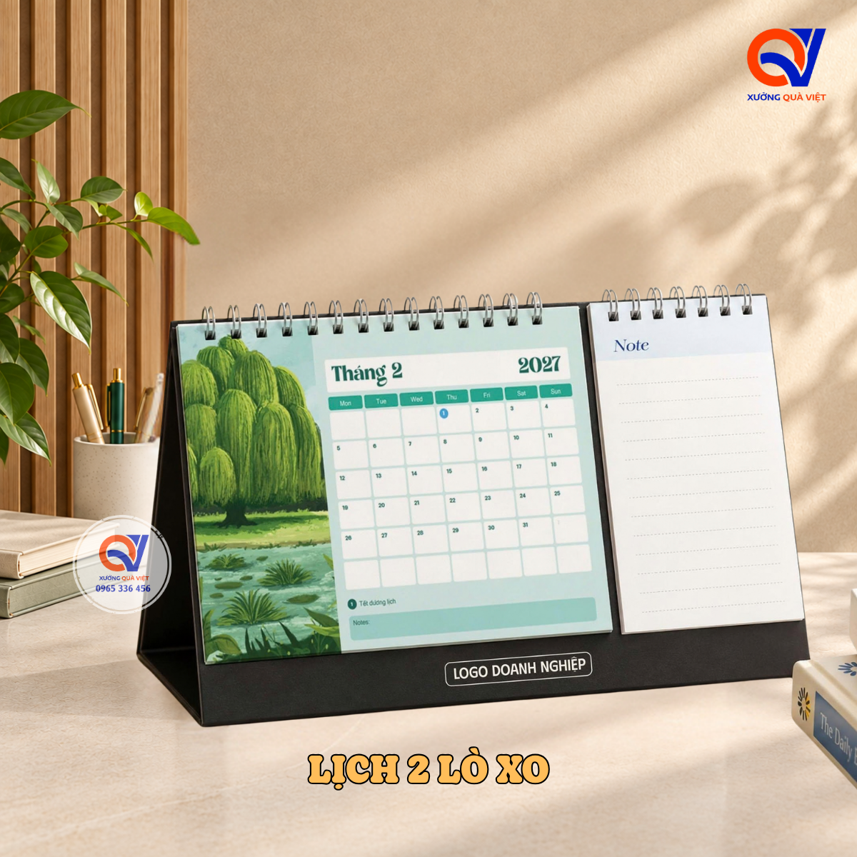 Lịch Để Bàn Giấy 2 Lò Xo – In Logo Theo Yêu Cầu