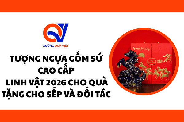 Tượng ngựa gốm sứ cao cấp – Linh vật 2026 cho quà tặng cho sếp và đối tác