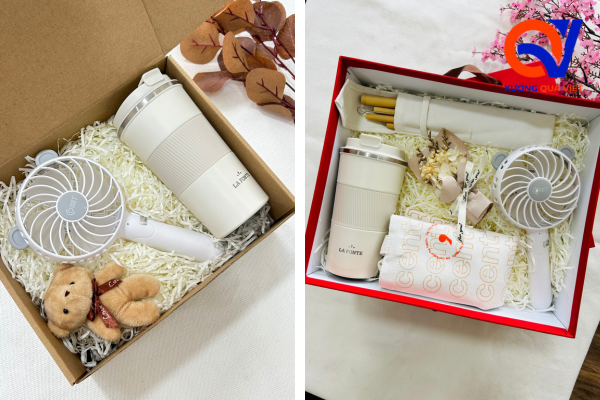 set quà quạt cầm tay tặng cô giáo