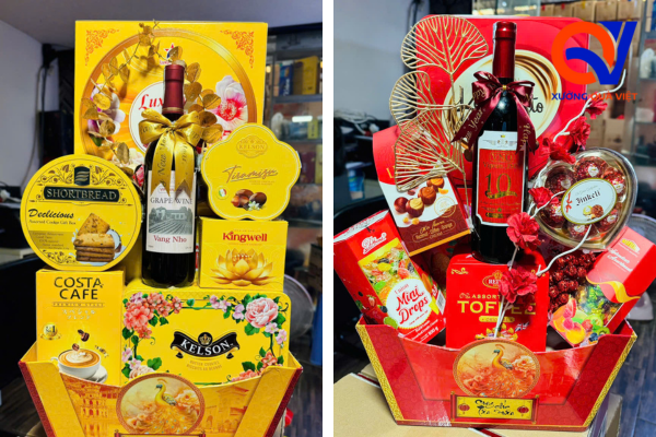 quà tết nhân viên giỏ bánh kẹo